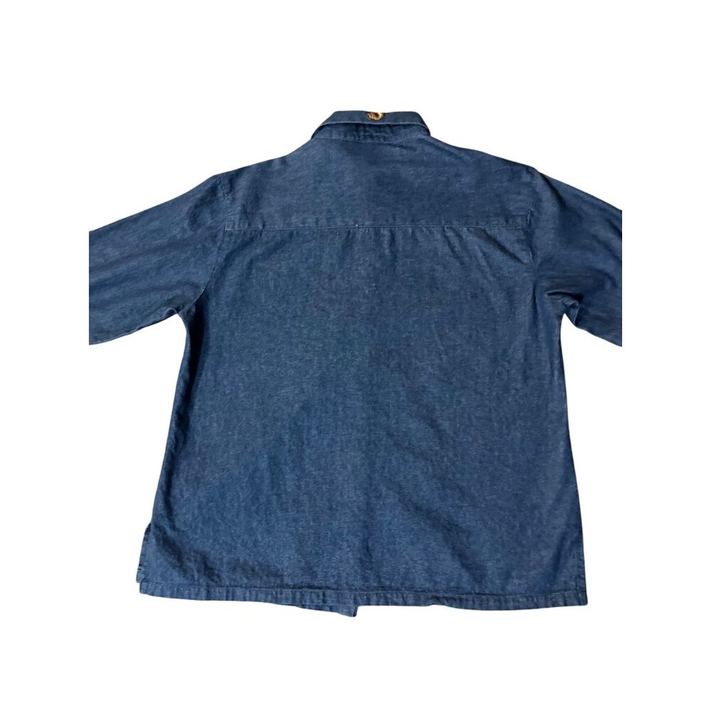 Vintage 90s Premier International Denim Blouse Womens M Removable Collar Pumpkin - Picture 16 of 16